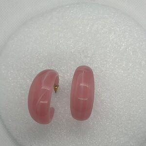 Pink Translucent Hoop Earrings - 1.5 inch - New